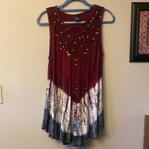 Ace Fashion Sleeveless Ombré Embellished Tie-Front Tank Top